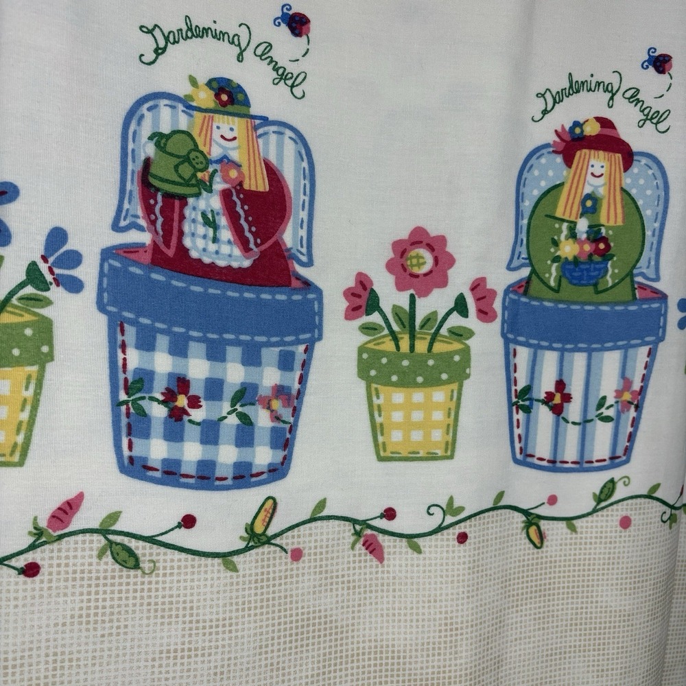 Vintage Fabric Panel Country Cottagecore Crafting Sewing Folk Garden Angel 80s